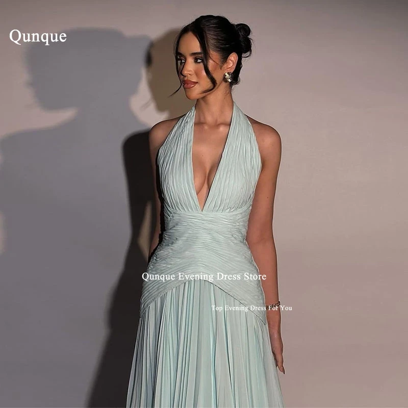 Qunque Classic A-line Event Dress V-neck Full Pleated Evening Gowns Sexy Halter Backless Floor Length Party Dress Customized
Qunque Classic A-line Event Dress V-neck Full Pleated Evening Gowns Sexy Halter Backless Floor Length Party Dress Customized