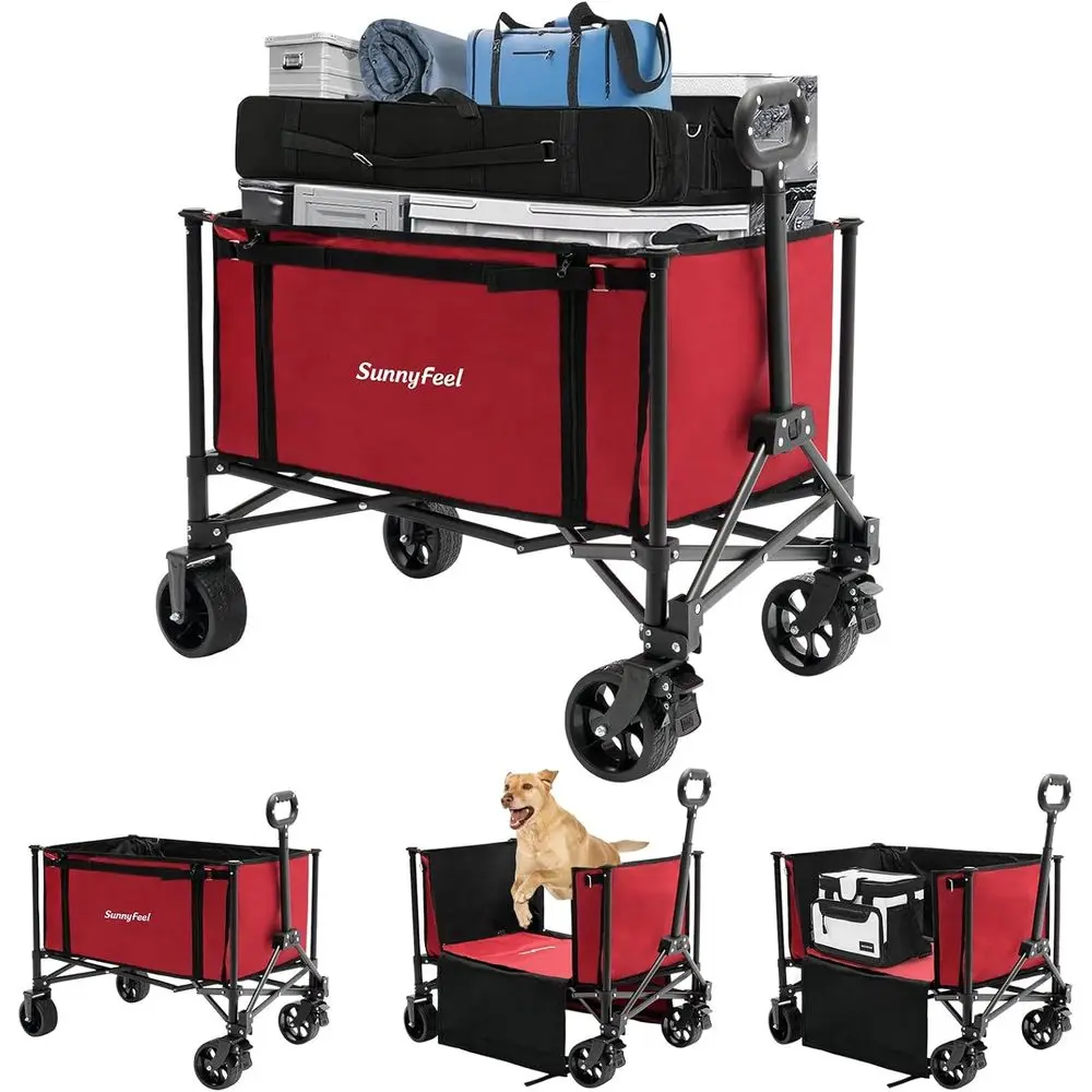 Collapsible Wagon with 220 LBS Max Load, Up to 120L Foldable Grocery Cart for Side Opening, Garden & Camping, Red
Collapsible Wagon with 220 LBS Max Load, Up to 120L Foldable Grocery Cart for Side Opening, Garden & Camping, Red