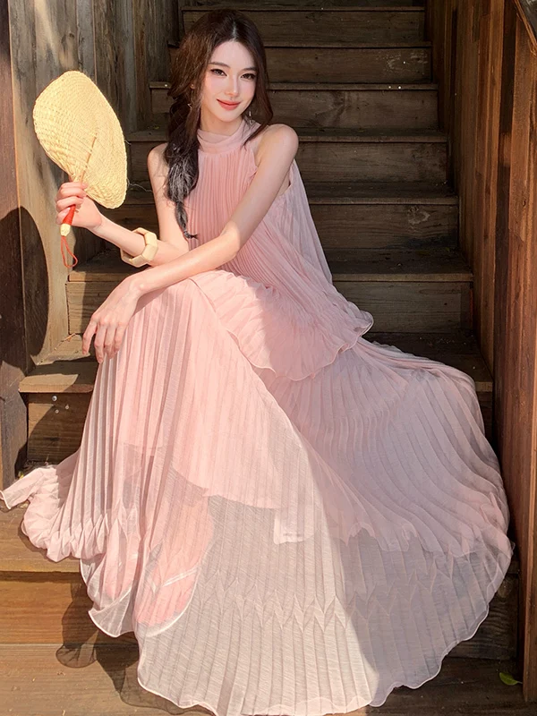 Gentle Breeze Strap Dress Women's New 2026 Summer Neck Hanging Beach Holiday Long Skirt Pink Skirt Women's Loose Fit Maxi Dress
Gentle Breeze Strap Dress Women's New 2026 Summer Neck Hanging Beach Holiday Long Skirt Pink Skirt Women's Loose Fit Maxi Dress