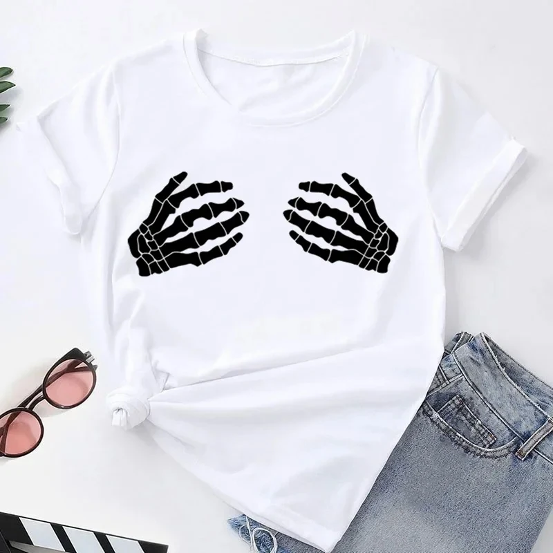 Skull Hands Print Women T-shirts Summer Gothic Clothes Casual Round Neck Graphic Short Sleeve T-shirt Fashion Unisex Streetwear
Skull Hands Print Women T-shirts Summer Gothic Clothes Casual Round Neck Graphic Short Sleeve T-shirt Fashion Unisex Streetwear