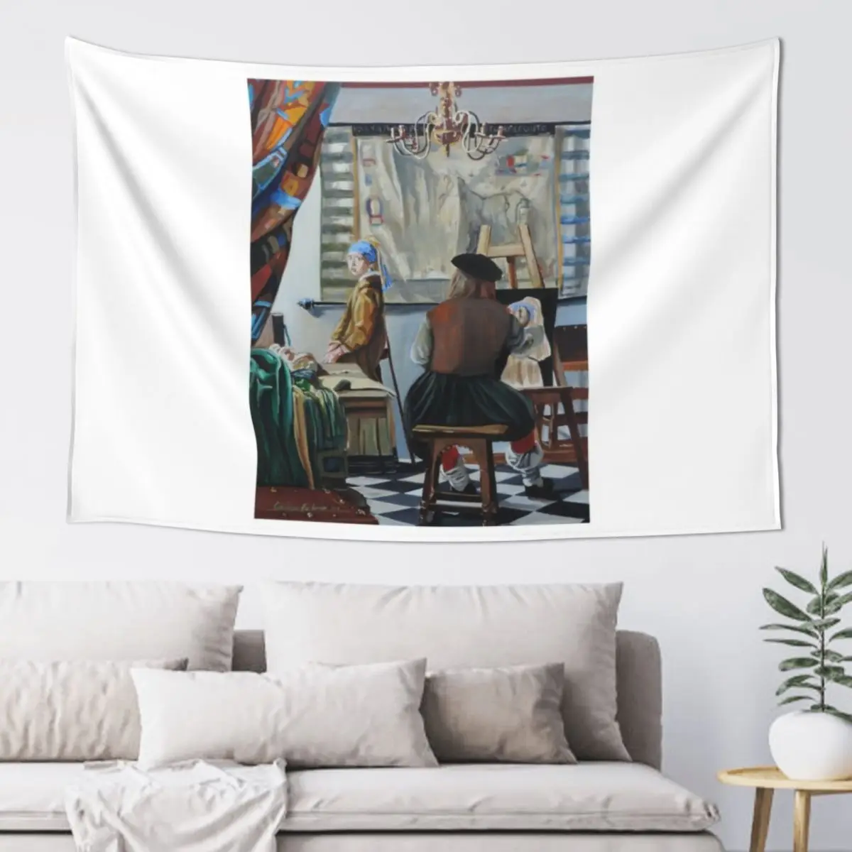 Vermeer paints the girl with a pearl earring (2016) Tapestry Aesthetic Room Decor Wall Decor Tapestry
Vermeer paints the girl with a pearl earring (2016) Tapestry Aesthetic Room Decor Wall Decor Tapestry