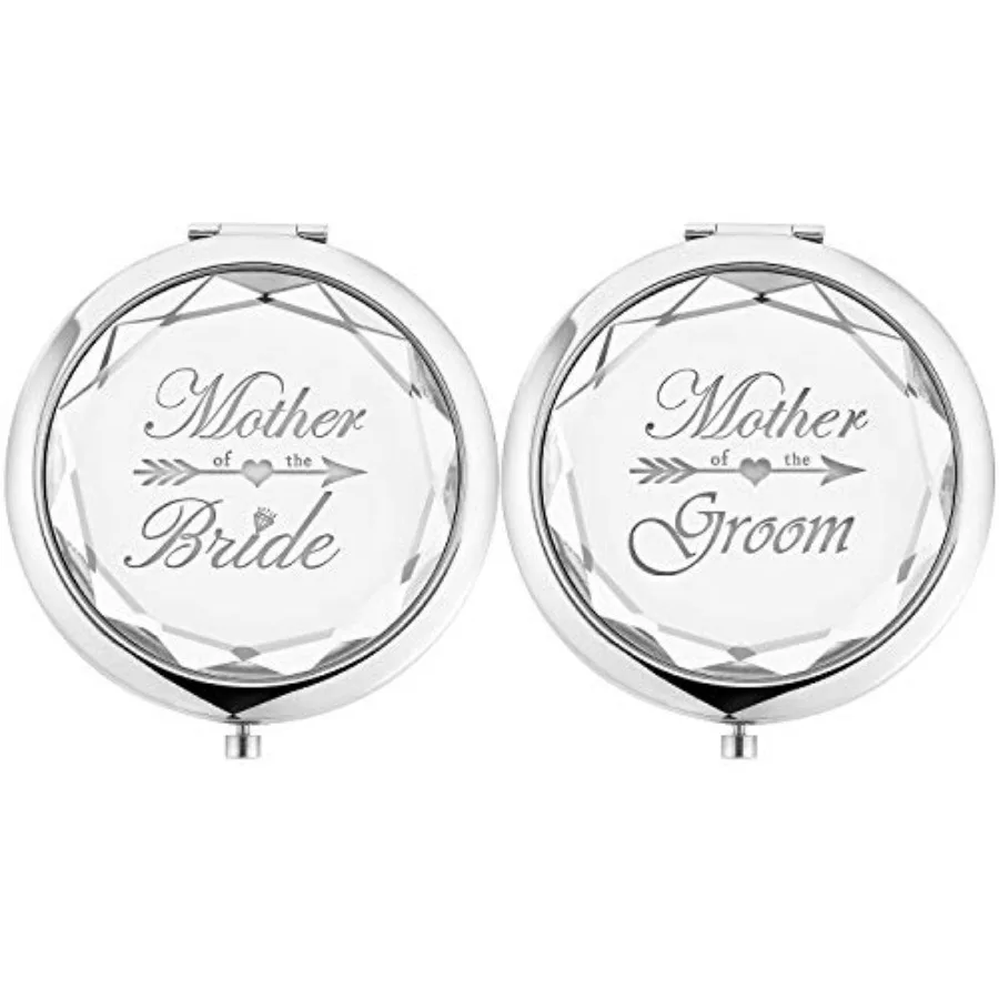 2 Pack Wedding Keepsake Gift, 2.75 Inch Mother of the Bride and Groom Compact Makeup Mirror, Crystal Pocket Compact Mirror, Eng
2 Pack Wedding Keepsake Gift, 2.75 Inch Mother of the Bride and Groom Compact Makeup Mirror, Crystal Pocket Compact Mirror, Eng