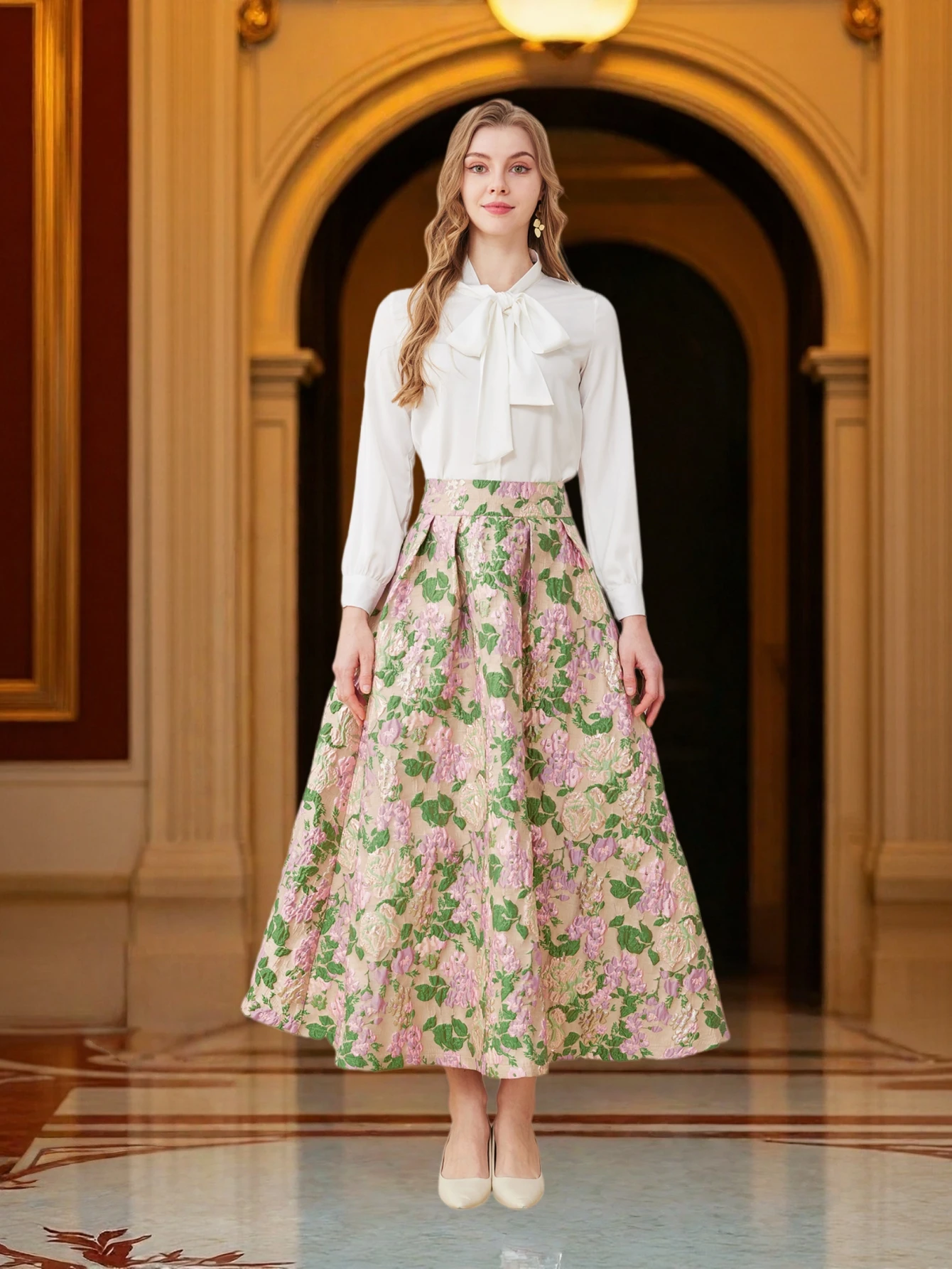 2026 Spring Retro Floral High-Waist A-Line Maxi Skirt with Flared Hem - Commute / Tea Party / Date Slimming Two-Piece Set
2026 Spring Retro Floral High-Waist A-Line Maxi Skirt with Flared Hem - Commute / Tea Party / Date Slimming Two-Piece Set