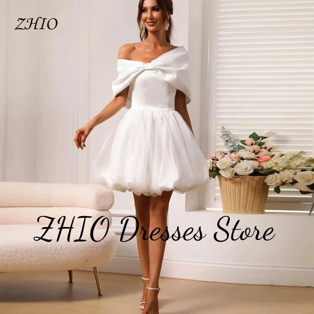 ZHIO Mini Bow Off the Shoulder Beach Wedding Dress Multi-layered Organza Party Gowns Evening Dresses Customized Robe de soirée
ZHIO Mini Bow Off the Shoulder Beach Wedding Dress Multi-layered Organza Party Gowns Evening Dresses Customized Robe de soirée