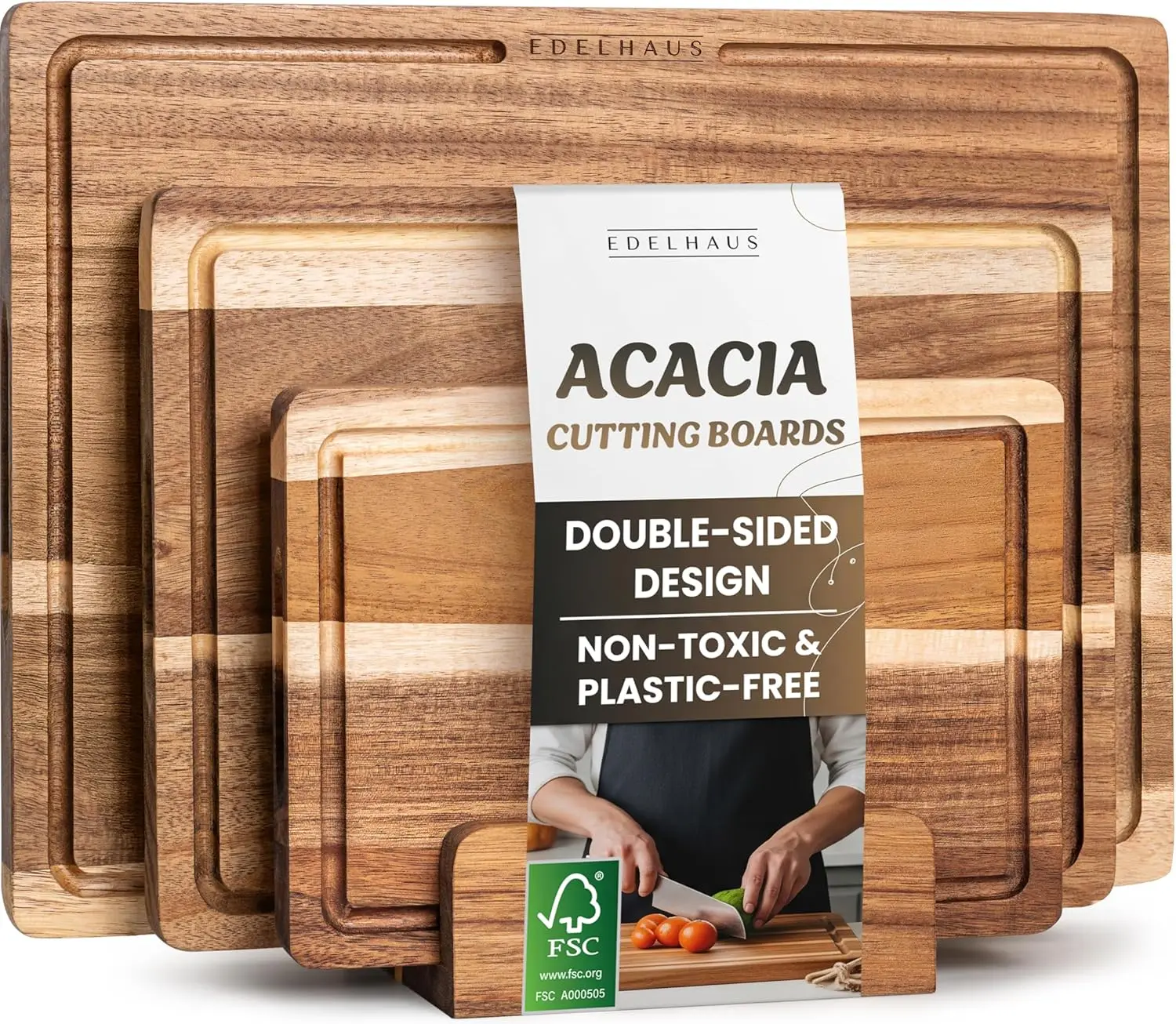 3-Piece Acacia Wood Cutting Board Set with Juice Groove, Durable Double-Sided for Meat, Cheese & Vegetables
3-Piece Acacia Wood Cutting Board Set with Juice Groove, Durable Double-Sided for Meat, Cheese & Vegetables