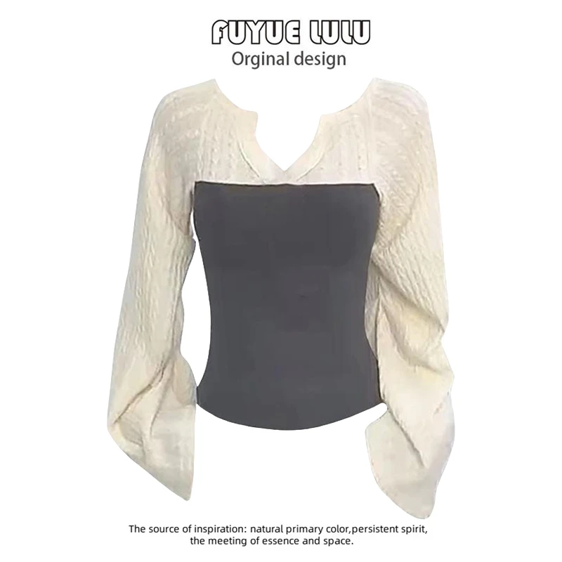 FUYUELULU Вязаный базовый слойный топ с угловыми волнистыми цветами Blo Design Нежный эффект похудения Корейский Sle Long Sve V-Ne
FUYUELULU Вязаный базовый слойный топ с угловыми волнистыми цветами Blo Design Нежный эффект похудения Корейский Sle Long Sve V-Ne