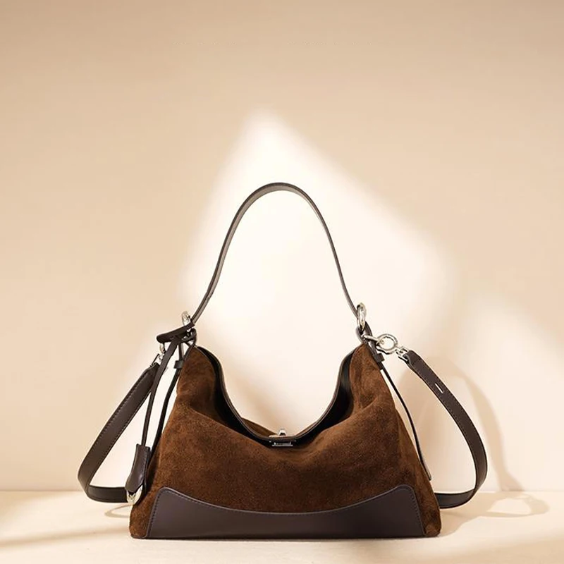 Vintage Women's Suede Shoulder Bag Fashion Patchwork Working Handbag Crossbody Bag Tote Bag Soft Leather Bag New Gift Winter 
Vintage Women's Suede Shoulder Bag Fashion Patchwork Working Handbag Crossbody Bag Tote Bag Soft Leather Bag New Gift Winter