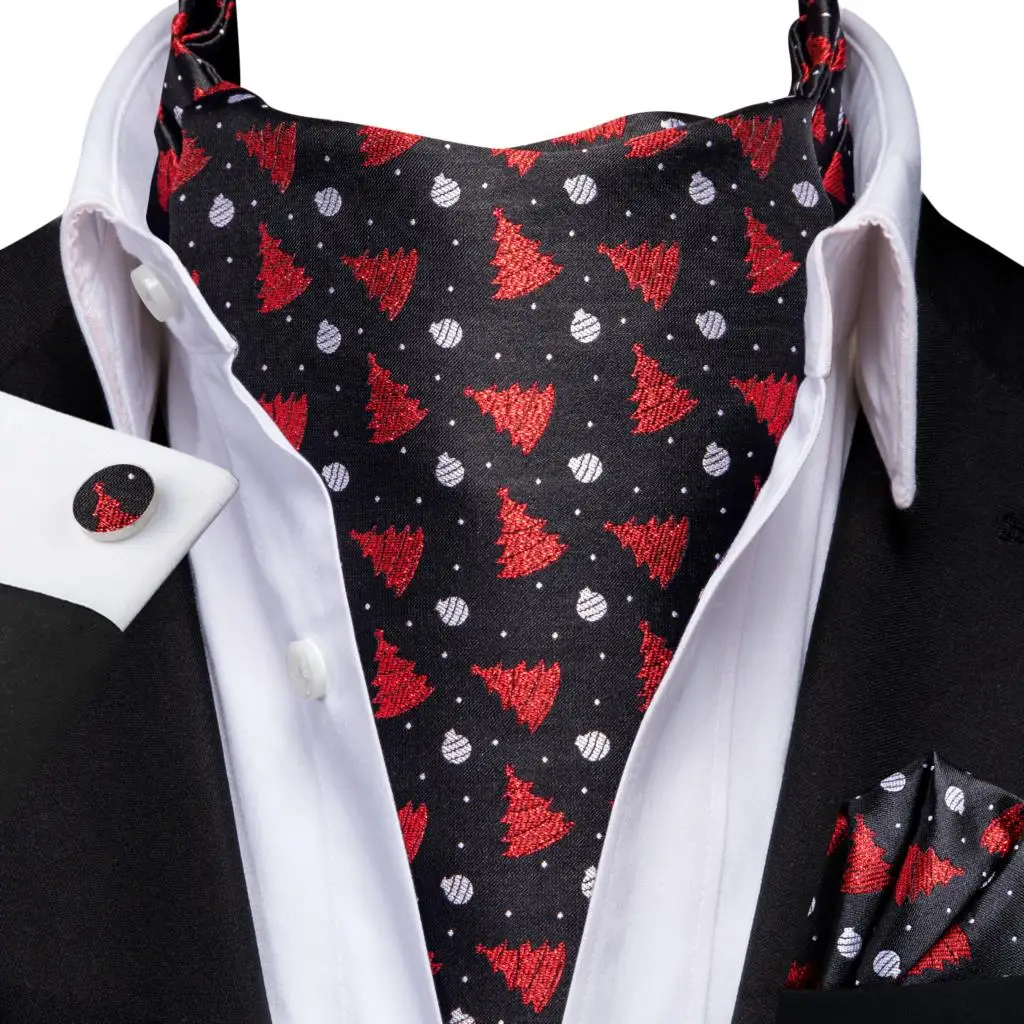Hi-Tie Brand Jacquard Black Red Christmas Silk Men Elegant Ascots Hanky Cufflink Vintage Cravat Scarf Xmas Gift For Male Party
Hi-Tie Brand Jacquard Black Red Christmas Silk Men Elegant Ascots Hanky Cufflink Vintage Cravat Scarf Xmas Gift For Male Party