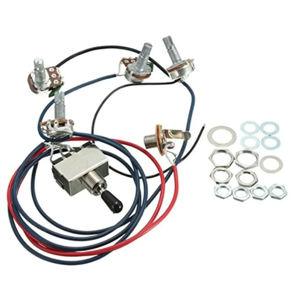 1 Set Wiring Harness Prewired 2V2T 3 Way Toggle Switch Jack 500K Pots For LP SG EPI Style Electric Guitar Replacement Guitar
1 Set Wiring Harness Prewired 2V2T 3 Way Toggle Switch Jack 500K Pots For LP SG EPI Style Electric Guitar Replacement Guitar
