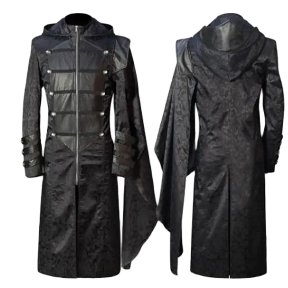 New Mens Trench Coat Leather Hooded Medieval Gothic Renaissance Punk Long Sleeves Jackets Retro Uniform Black 5XL
New Mens Trench Coat Leather Hooded Medieval Gothic Renaissance Punk Long Sleeves Jackets Retro Uniform Black 5XL