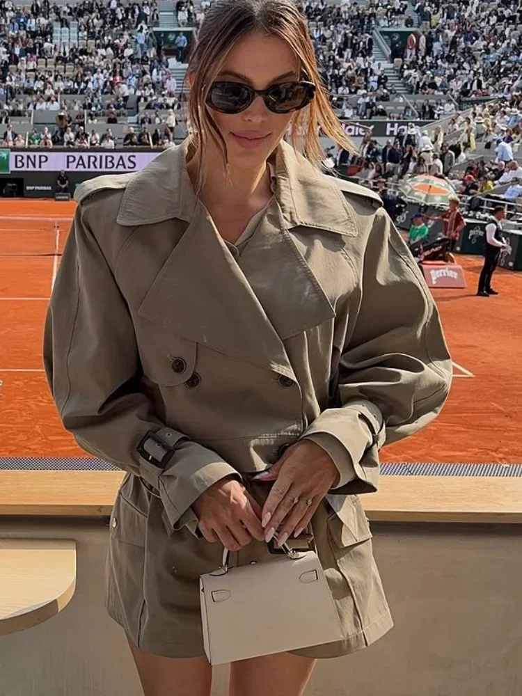 Women Lapel Belt Cropped Trench Coat Casual Full Sleeve Double Breasted Pocket Jacket Lady Commute Autumn Highstreet Windbreaker
Women Lapel Belt Cropped Trench Coat Casual Full Sleeve Double Breasted Pocket Jacket Lady Commute Autumn Highstreet Windbreaker