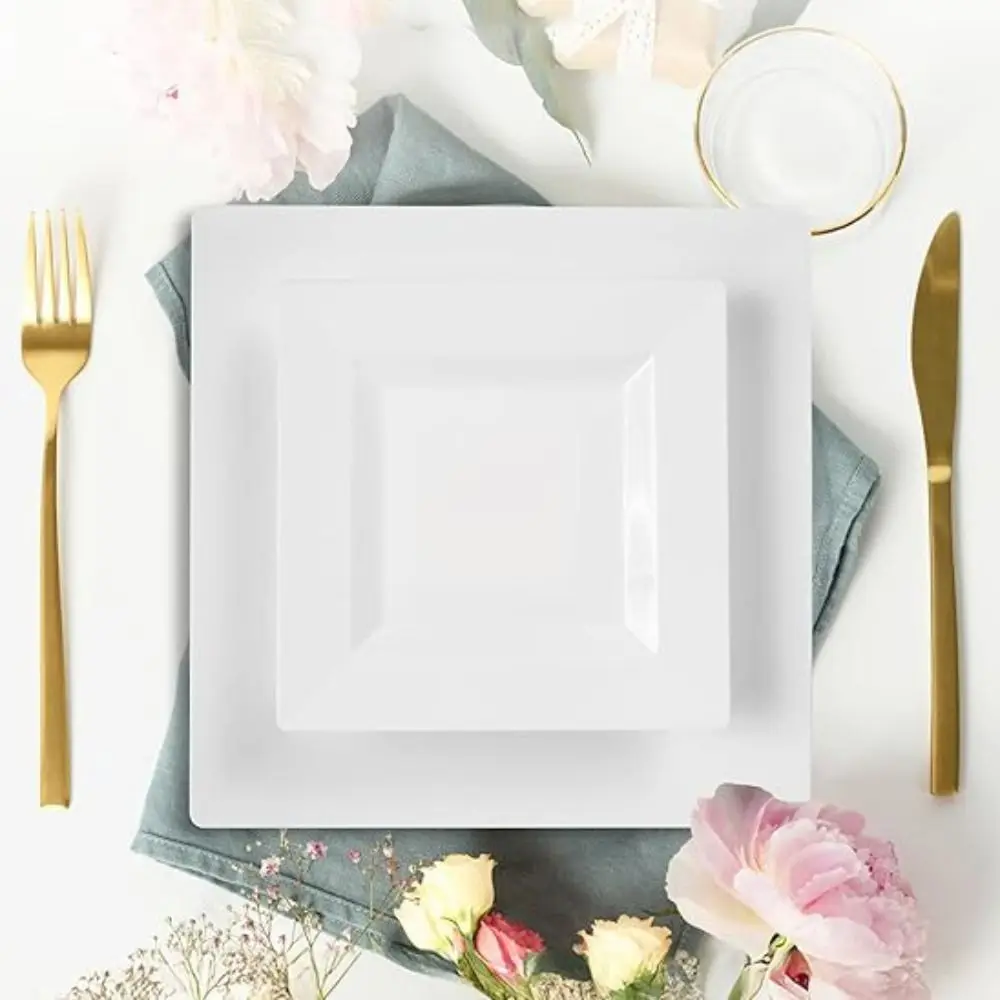10Pcs 6.5/9 in White Square Plate Plastic Hard Party Appetizer Plate European Style Disposable Dinner Plates Salad
10Pcs 6.5/9 in White Square Plate Plastic Hard Party Appetizer Plate European Style Disposable Dinner Plates Salad