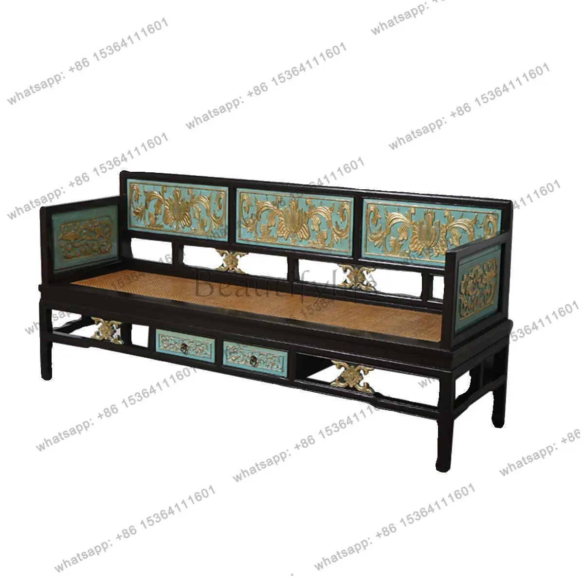 New Chinese style antique solid wood gold-painted carving elm Arhat bed sofa bed dual-purpose
New Chinese style antique solid wood gold-painted carving elm Arhat bed sofa bed dual-purpose