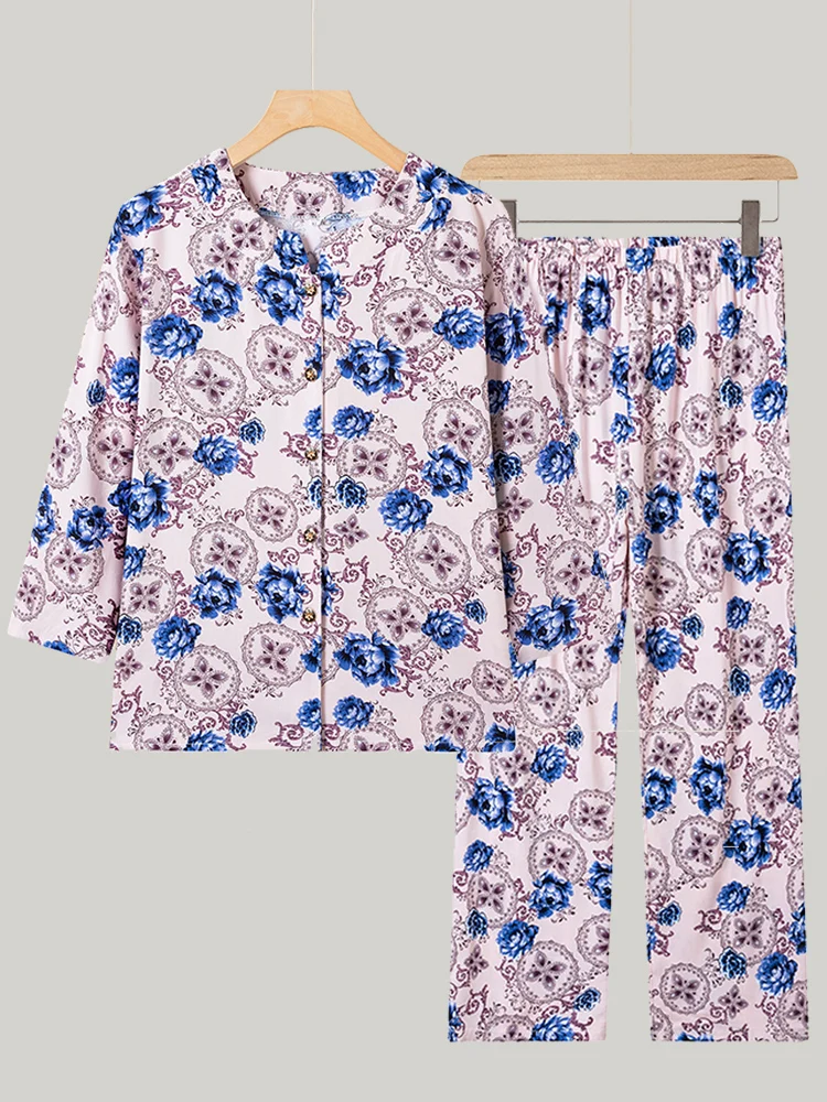 Spring Summer New Style Thin Cotton Silk Sleepwear Long Sleeve Home Clothes Set for Mom And Grandma Comfortable Breathable
Spring Summer New Style Thin Cotton Silk Sleepwear Long Sleeve Home Clothes Set for Mom And Grandma Comfortable Breathable
