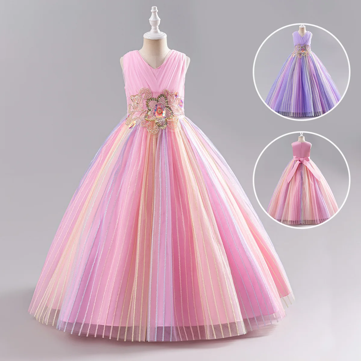 Ceremonial Dress for Elegant Party Girls Young Girl Long Evening Dresses for Host Clothes Lavender 2 to 10T
Ceremonial Dress for Elegant Party Girls Young Girl Long Evening Dresses for Host Clothes Lavender 2 to 10T