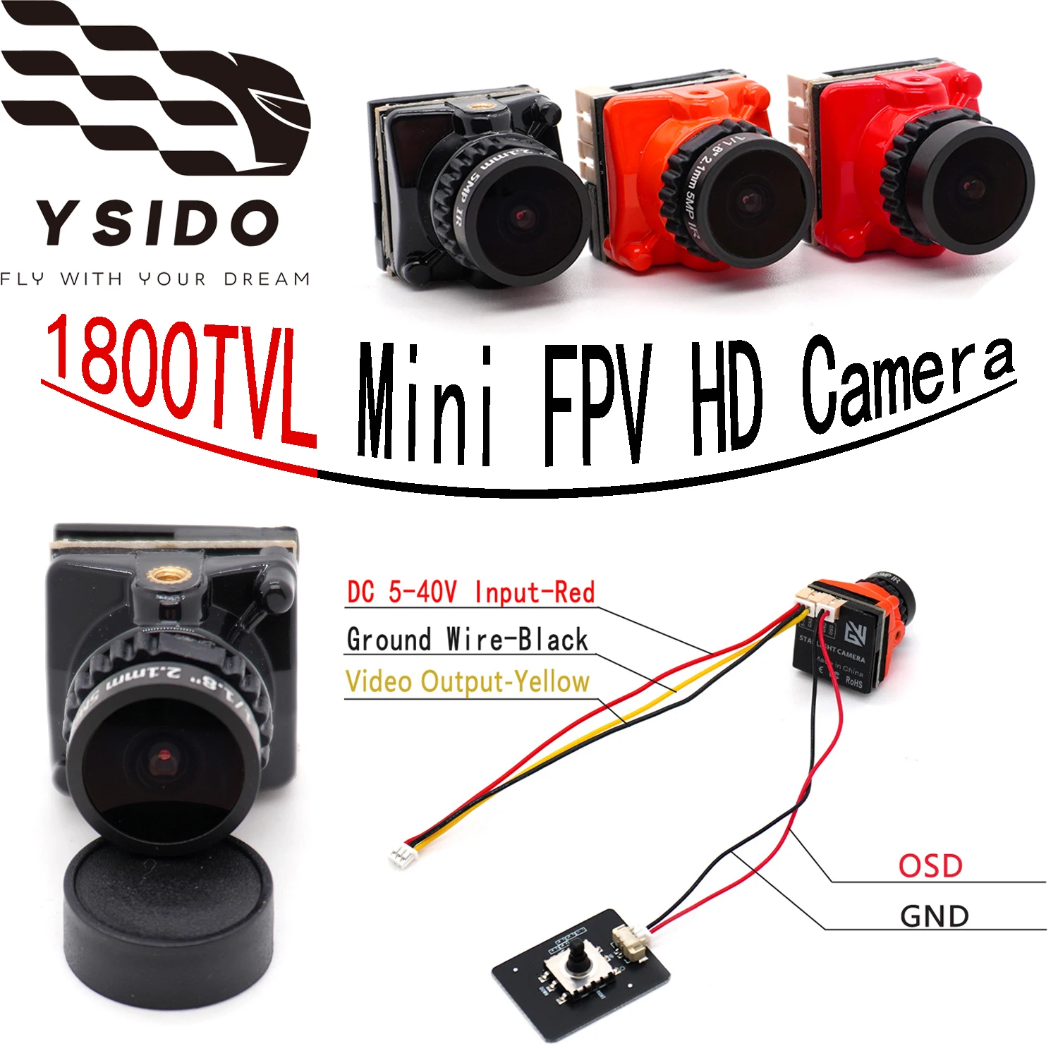 RC FPV Drone Racing HD Camera 1/1.8" 1800TVL Mini FPV Camera 5MP 2.1mm Lens Power 5V-40V NTSC/PAL Switchable With OSD Internal
RC FPV Drone Racing HD Camera 1/1.8" 1800TVL Mini FPV Camera 5MP 2.1mm Lens Power 5V-40V NTSC/PAL Switchable With OSD Internal