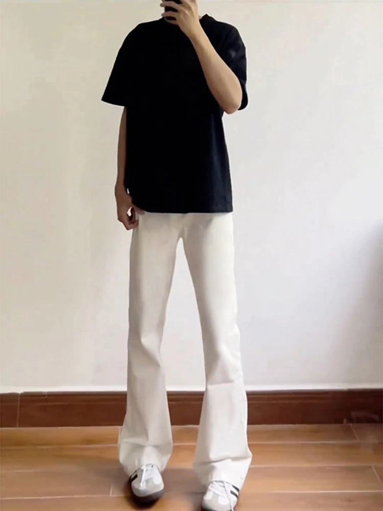 Pure White Men's Jeans High Waist Extended Knife Micro Flared Pants Summer Faion Cleanfit Trousers for Taller Guys
Pure White Men's Jeans High Waist Extended Knife Micro Flared Pants Summer Faion Cleanfit Trousers for Taller Guys
