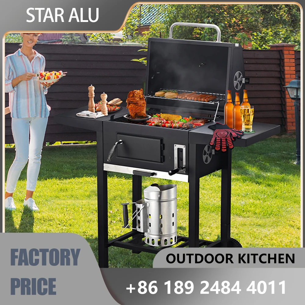 Portable Backyard Charcoal Grill with Side Shelves - Push Cart BBQ Grill with Wheels for Outdoor Camping & Patio Parties
Portable Backyard Charcoal Grill with Side Shelves - Push Cart BBQ Grill with Wheels for Outdoor Camping & Patio Parties