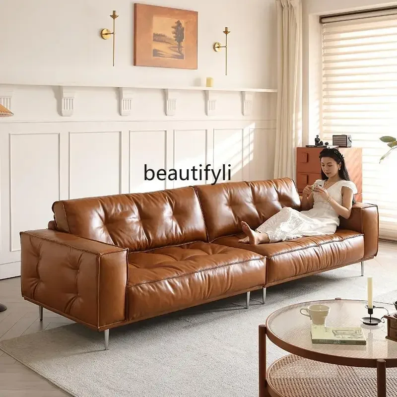 Leather sofa antique living room designer straight row full top layer oil wax leather sofa
Leather sofa antique living room designer straight row full top layer oil wax leather sofa