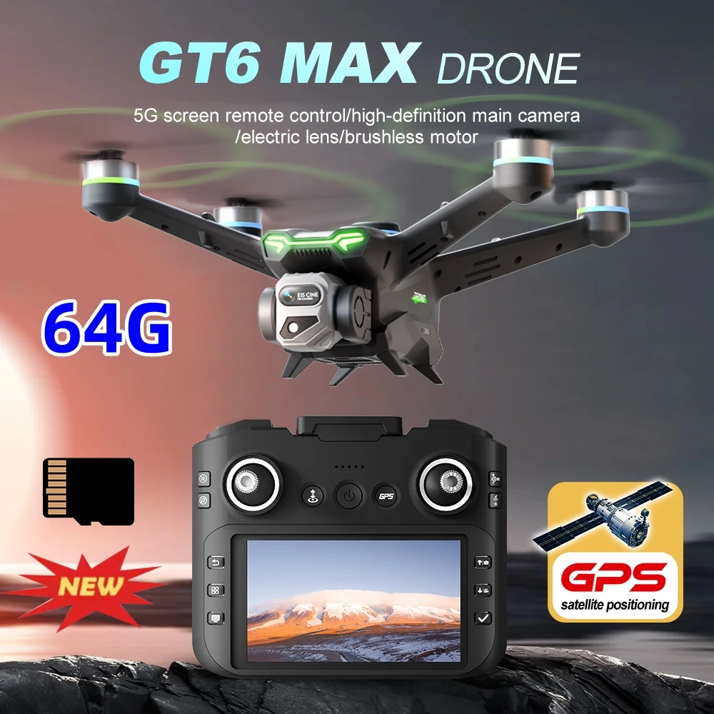 GT6 with 5.64-inch screen control GPS high-definition aerial photography brushless medium-sized drone with servo gimbal
GT6 with 5.64-inch screen control GPS high-definition aerial photography brushless medium-sized drone with servo gimbal