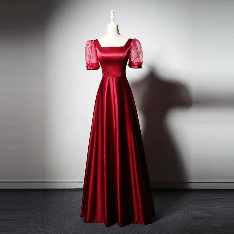 Customized Evening Dress Wine Red Satin Beads Square Collar Short Sleeve A-Line Floor-Length Lace Up Plus size Party Formal Gown
Customized Evening Dress Wine Red Satin Beads Square Collar Short Sleeve A-Line Floor-Length Lace Up Plus size Party Formal Gown