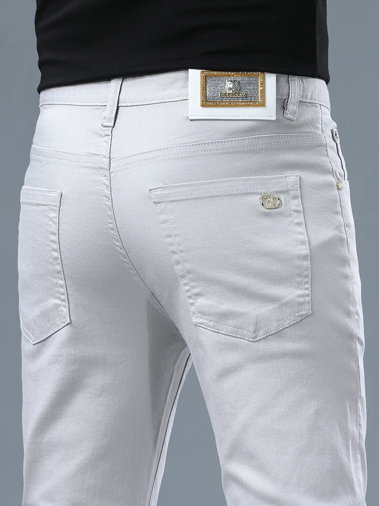 Мужские джинсы Slim Fit класса люкс из европейского денима, осенняя новинка, белые, повседневные, длинные брюки из лиоцелла Lenzing, эластичные
Мужские джинсы Slim Fit класса люкс из европейского денима, осенняя новинка, белые, повседневные, длинные брюки из лиоцелла Lenzing, эластичные