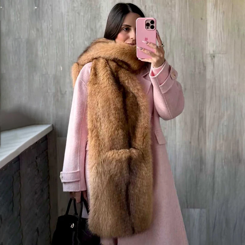 TARUXY Long Style Luxurious Scarf Cape Fur Women's Fur Collar Warm Leisure Fluffy Winter Faux Fox Fur Pocket Shawl/Scarf Female
TARUXY Long Style Luxurious Scarf Cape Fur Women's Fur Collar Warm Leisure Fluffy Winter Faux Fox Fur Pocket Shawl/Scarf Female