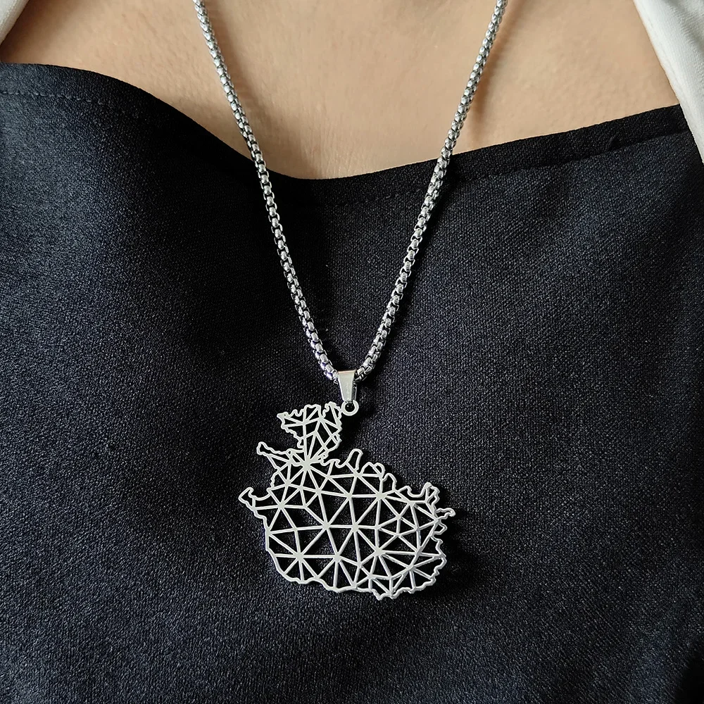 Iceland Map Pendant Necklace for Men Personality Hollow Craft Women Necklace Stainless Steel Jewelry Gift Wholesale Direct Sales
Iceland Map Pendant Necklace for Men Personality Hollow Craft Women Necklace Stainless Steel Jewelry Gift Wholesale Direct Sales