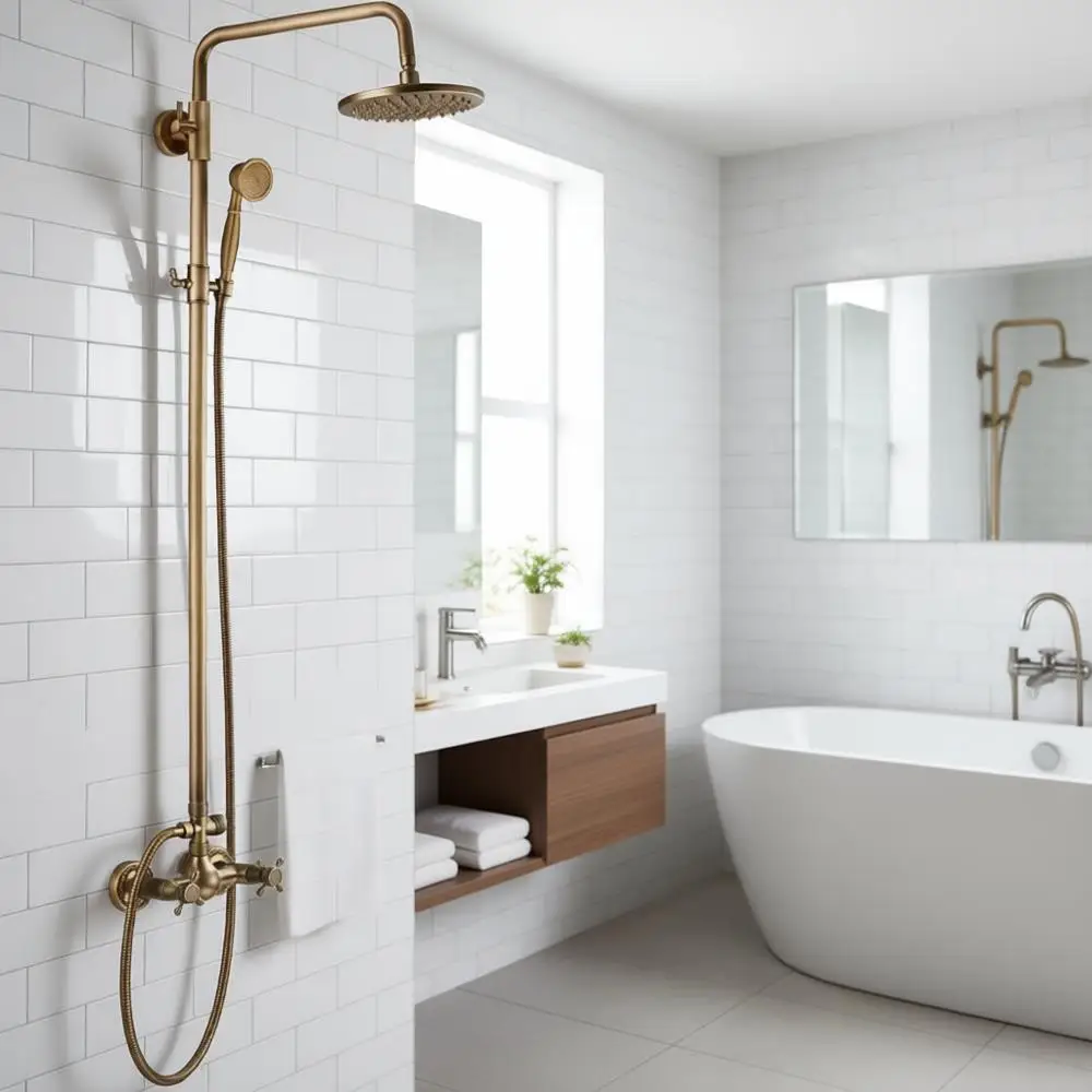 Душевой гарнитур 8 в 1 с ручным душем, настенный, двойного назначения, отделка под античную латунь
Душевой гарнитур 8 в 1 с ручным душем, настенный, двойного назначения, отделка под античную латунь