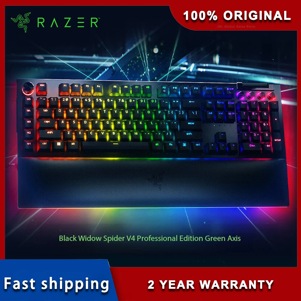 Razer Black Widow Spider V4 Pro Mechanical Keyboard Gaming Keyboard RGB Backlit Gaming E-Sports Green Switch with RGB Wrist Rest 
Razer Black Widow Spider V4 Pro Mechanical Keyboard Gaming Keyboard RGB Backlit Gaming E-Sports Green Switch with RGB Wrist Rest