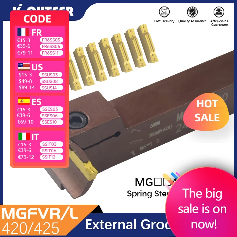MGFVR 7-Shaped Face Groove Cutter MGFVR420/MGFVR425 Double Head Processing Range 24-400 Carbide Insert MGMN400 Slotting Tool
MGFVR 7-Shaped Face Groove Cutter MGFVR420/MGFVR425 Double Head Processing Range 24-400 Carbide Insert MGMN400 Slotting Tool