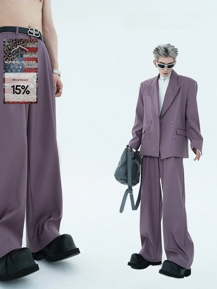 Purple High Waist A-Line Men's Wide Leg Pants Early Autumn Vintage Style Loose Fit High Quality Polyester Youth Casual Trousers
Purple High Waist A-Line Men's Wide Leg Pants Early Autumn Vintage Style Loose Fit High Quality Polyester Youth Casual Trousers