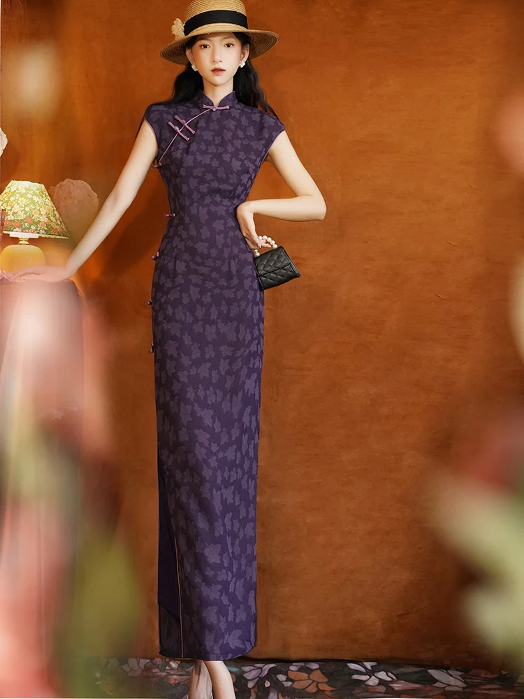 Ele Purple Long New Chinese Sle Young Girl High End Sensation Casual High Slit No Sve Floral Pattern
Ele Purple Long New Chinese Sle Young Girl High End Sensation Casual High Slit No Sve Floral Pattern