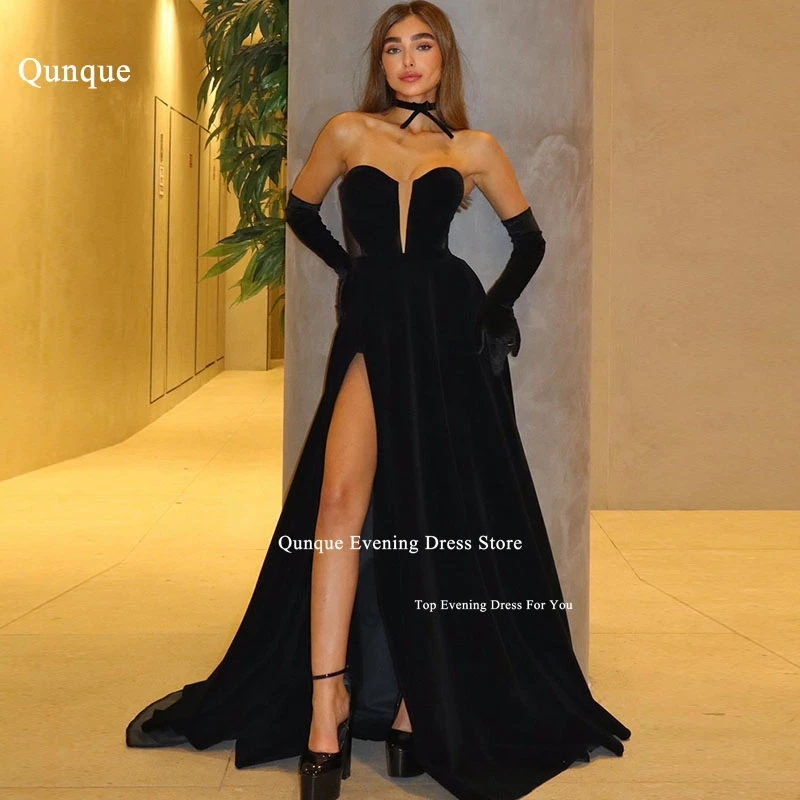 Qunque Black Women Evening Dresses Side Split A Line Prom Gowns Off Shoulder Sleeveless Formal Vestidos De Fiesta Customized
Qunque Black Women Evening Dresses Side Split A Line Prom Gowns Off Shoulder Sleeveless Formal Vestidos De Fiesta Customized