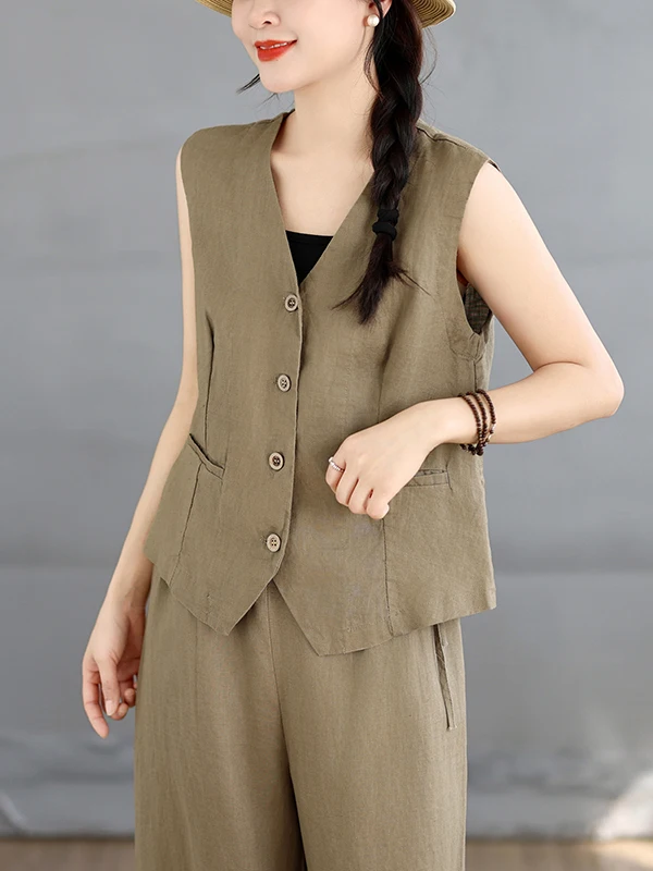 New Summer Thin Cotton Linen Casual Vest Top Buttoned Sleeveless V-Neck Large Size Women's Fashion Outerwear Cardigan
New Summer Thin Cotton Linen Casual Vest Top Buttoned Sleeveless V-Neck Large Size Women's Fashion Outerwear Cardigan