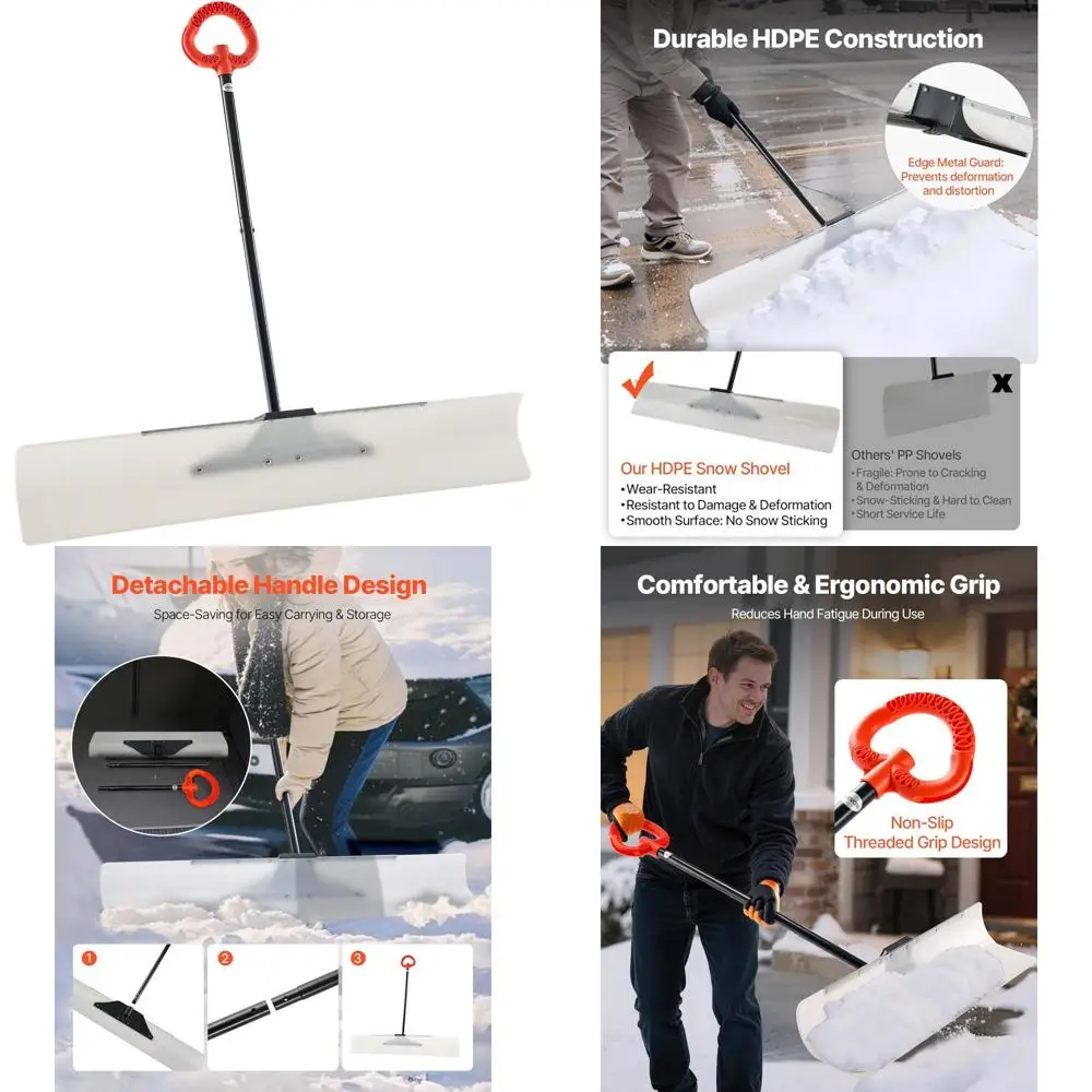 Wide 48 Inch Snow Shovel Plow for Driveway and Sidewalks with Segmented Handle and Ergonomic Grip
Wide 48 Inch Snow Shovel Plow for Driveway and Sidewalks with Segmented Handle and Ergonomic Grip