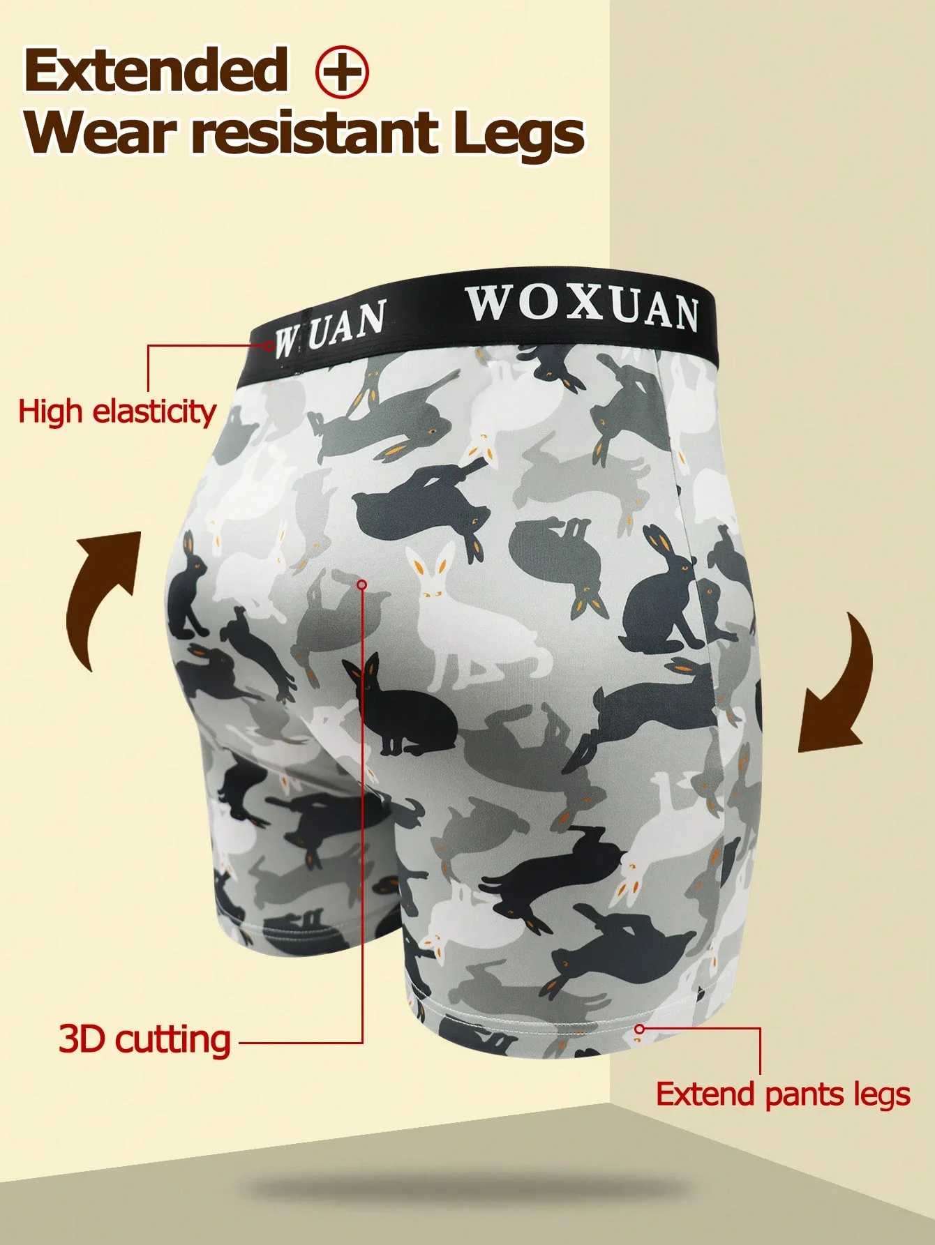 4pcs Mens Animal Print Boxer Briefs With High Elasticity
4pcs Mens Animal Print Boxer Briefs With High Elasticity