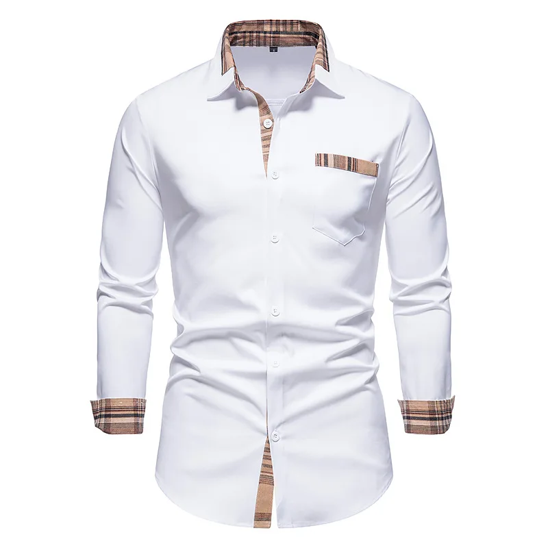 Spring and autumn new men's tops fashion match color plaid casual trend daily loose long-sleeved men's shirts
Spring and autumn new men's tops fashion match color plaid casual trend daily loose long-sleeved men's shirts