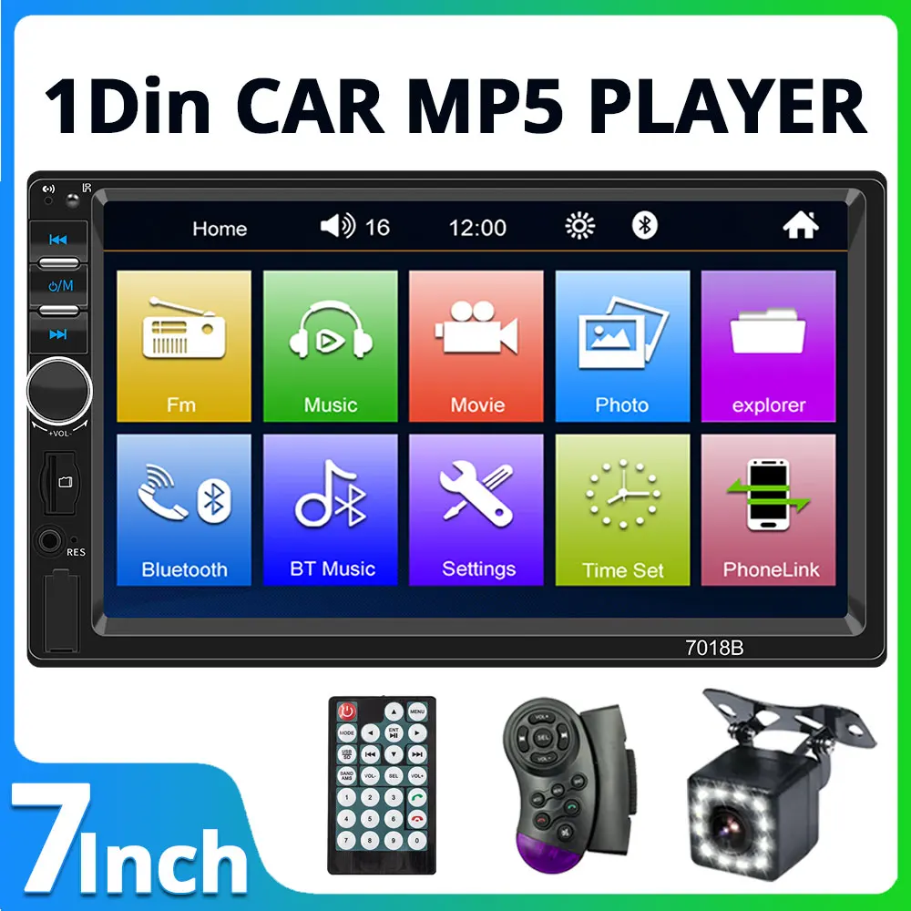 1Din Car Radio Bluetooth 7" Multimedia Player Touch Screen Car Stereo TF FM Auto Radio For Universal Nissan Toyota Kia VW
1Din Car Radio Bluetooth 7" Multimedia Player Touch Screen Car Stereo TF FM Auto Radio For Universal Nissan Toyota Kia VW
