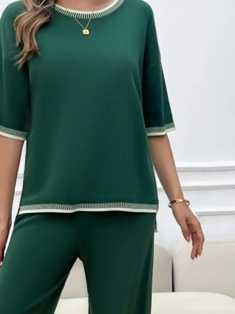 Summer Women Set Fashion Two Piece Set Short Sleeves T-shirt Loose Wide Legs Trousers Casual Pant Set Conjunto Dos Piezas Mujer
Summer Women Set Fashion Two Piece Set Short Sleeves T-shirt Loose Wide Legs Trousers Casual Pant Set Conjunto Dos Piezas Mujer