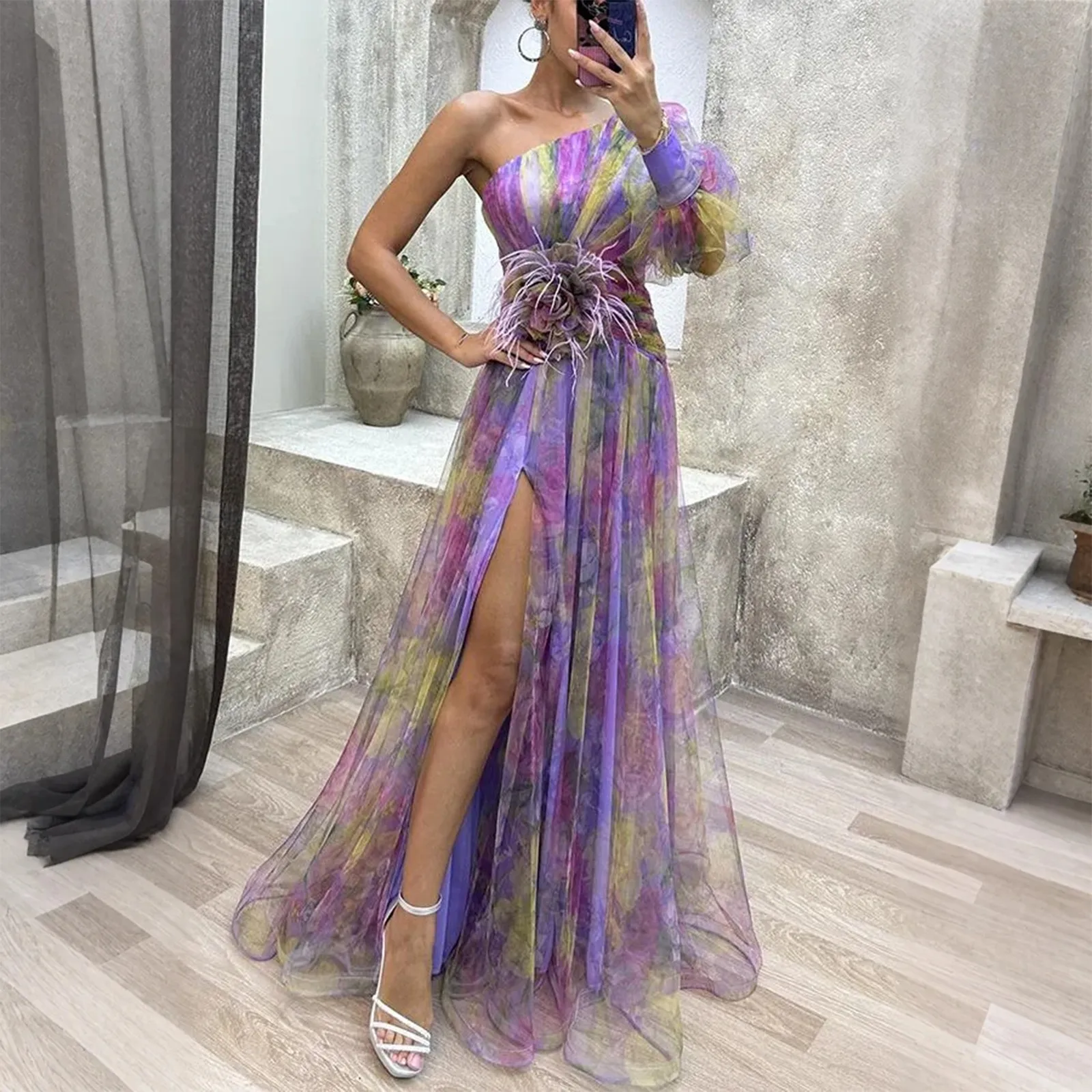 Women's Summer Dress Slanted Shoulder Mesh Printed Suspender Holiday Casual Party Dress
Women's Summer Dress Slanted Shoulder Mesh Printed Suspender Holiday Casual Party Dress