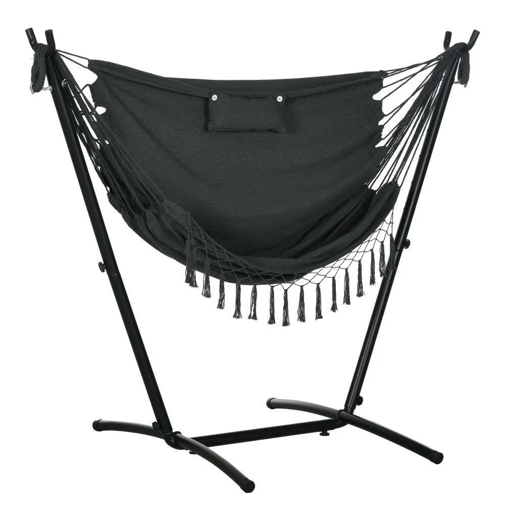 Outsunny Patio Hammock Chair With Stand, Outdoor Hammock Swing Hanging Lounge Chair With Side Pocket And Headrest, Dark Gray
Outsunny Patio Hammock Chair With Stand, Outdoor Hammock Swing Hanging Lounge Chair With Side Pocket And Headrest, Dark Gray