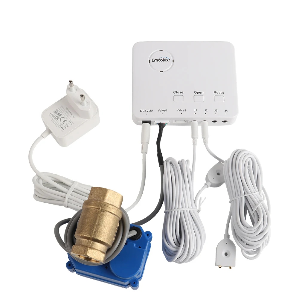 Economic Water Leak Prevention System with 2 Water Sensor and 1/2" 3/4" 1" Brass Valve, Batteries and Plug Powered, for Leaks
Economic Water Leak Prevention System with 2 Water Sensor and 1/2" 3/4" 1" Brass Valve, Batteries and Plug Powered, for Leaks