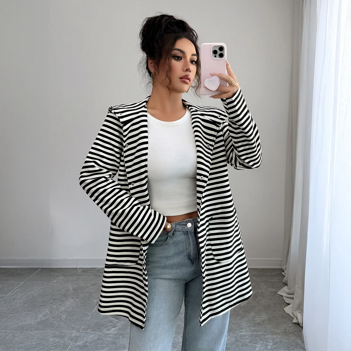 Casual Vacation Striped Long-sleeve Trench Coat Women's Outerwear 2026 Fall/winter Elegant Outfits Femme
Casual Vacation Striped Long-sleeve Trench Coat Women's Outerwear 2026 Fall/winter Elegant Outfits Femme