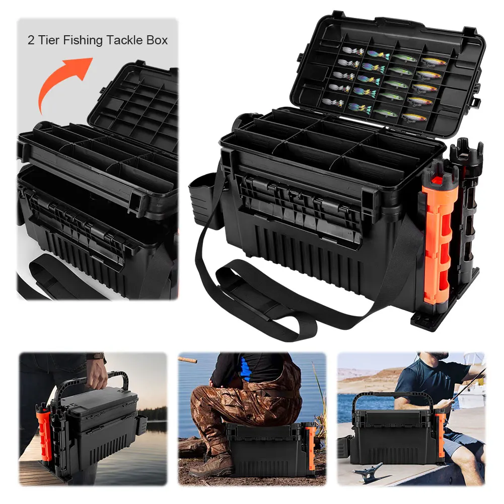 2 Tier Fishing Tackle Box Fishing Box with Cup & Rod Holder Fishing Tackle Storage Box 11 L Fishing Tool Box Fishing Accessories
2 Tier Fishing Tackle Box Fishing Box with Cup & Rod Holder Fishing Tackle Storage Box 11 L Fishing Tool Box Fishing Accessories