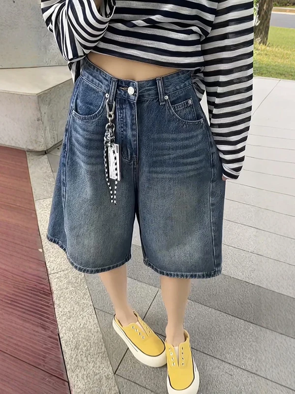 American Style Wide Leg Pants High Waist Cotton Casual High Waist Loose Fit Five Inch Jeans for Women plus Size Summer
American Style Wide Leg Pants High Waist Cotton Casual High Waist Loose Fit Five Inch Jeans for Women plus Size Summer