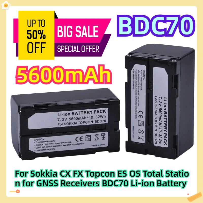 For Sokkia CX FX Topcon ES OS Total Station for GNSS Receivers BDC70 Li-ion Battery 5600mAh
For Sokkia CX FX Topcon ES OS Total Station for GNSS Receivers BDC70 Li-ion Battery 5600mAh