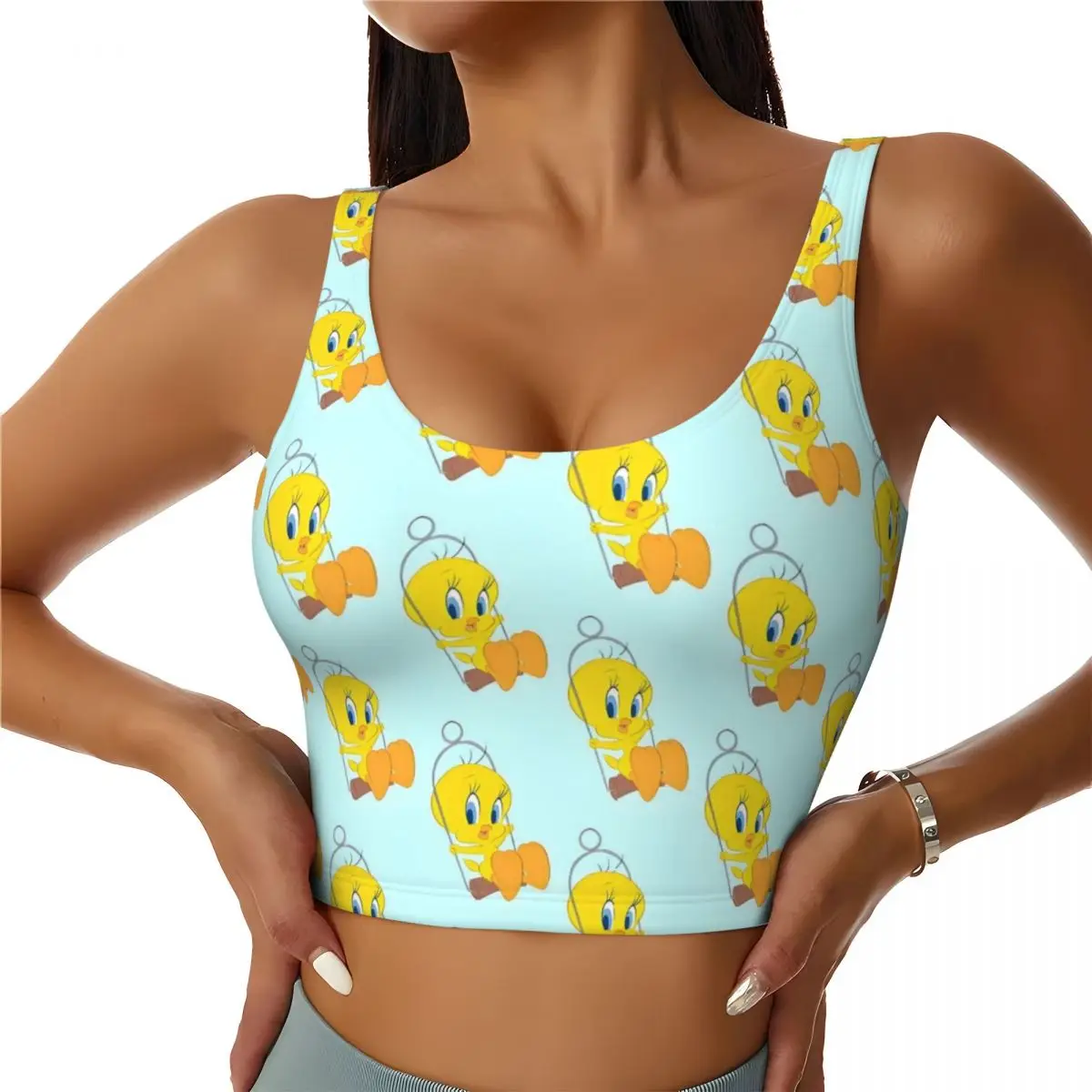 Custom Women's Yellow Cartoon T-Tweeties Bird Sports Bra Cute Anime High Impact Gym Workout Running Crop Tank Tops
Custom Women's Yellow Cartoon T-Tweeties Bird Sports Bra Cute Anime High Impact Gym Workout Running Crop Tank Tops