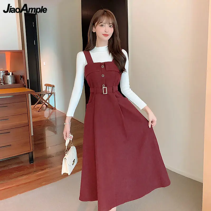 Women's Autumn Winter Two Piece Dress Set Korean Lady Graceful Sweater Overalls Outfits 2023 Fashion Slim Tank Dresses Tops Suit
Women's Autumn Winter Two Piece Dress Set Korean Lady Graceful Sweater Overalls Outfits 2023 Fashion Slim Tank Dresses Tops Suit