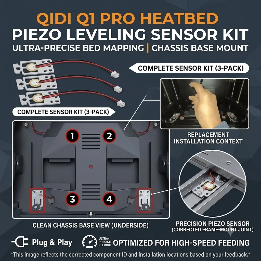 QIDI Q1 Pro 3D Printer Heatbed Support Frame Piezoelectric Leveling Sensor Bed Base Strain Gauge Sensor Repair Parts
QIDI Q1 Pro 3D Printer Heatbed Support Frame Piezoelectric Leveling Sensor Bed Base Strain Gauge Sensor Repair Parts